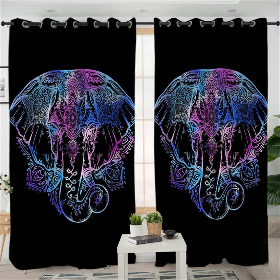 Ganesha Elephant 2 Panel Curtains