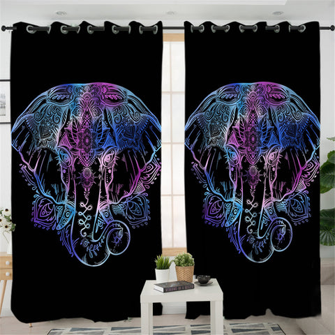 Image of Ganesha Elephant 2 Panel Curtains