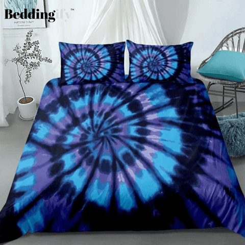 Image of Blue purple Tie-dyed Bedding Set - Beddingify