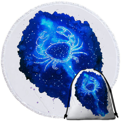 Image of Cancer Constellation Round Beach Towel Set - Beddingify