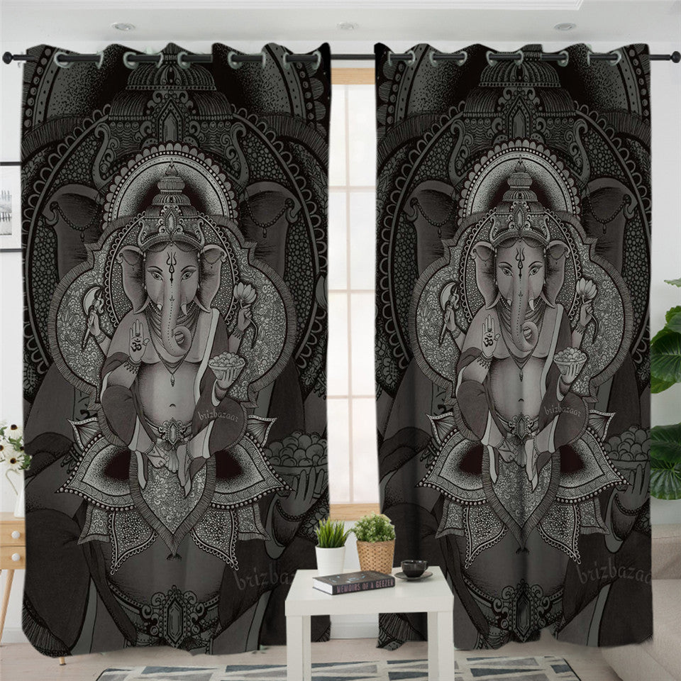 Hindu God Erawan 2 Panel Curtains