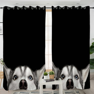 Cute Husky 2 Panel Curtains