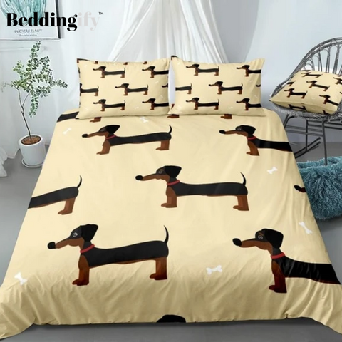 Image of Cartoon Sausage Dogs Bedding Set - Beddingify