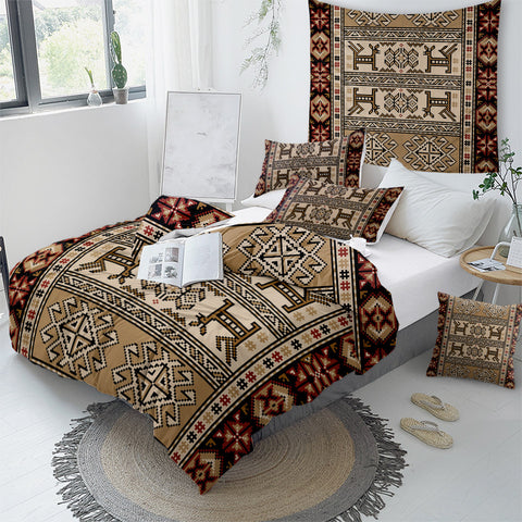 Image of Aztec Designs Brown Bedding Set - Beddingify