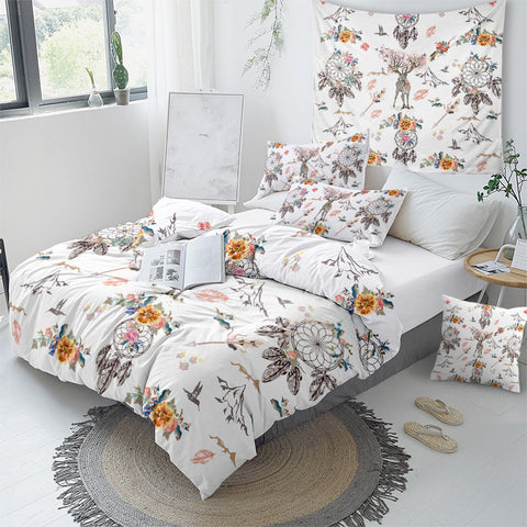 Image of Elk Dream Catcher White Bedding Set - Beddingify