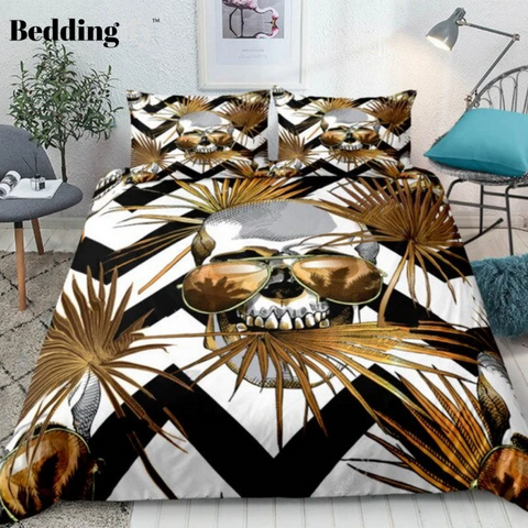 Image of Gothic Gold Skull Bedding Set - Beddingify