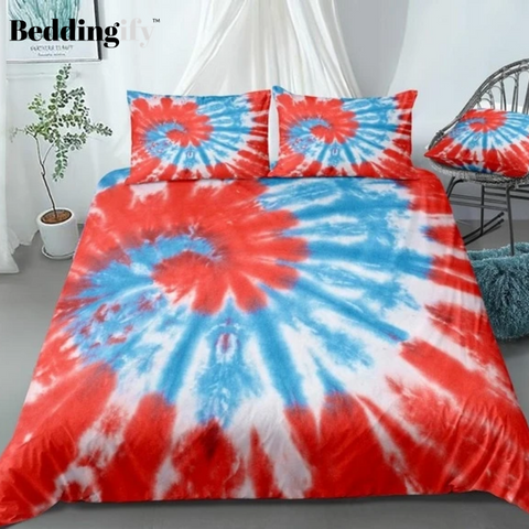 Image of White and Blue Tie Dyed Bedding Set - Beddingify
