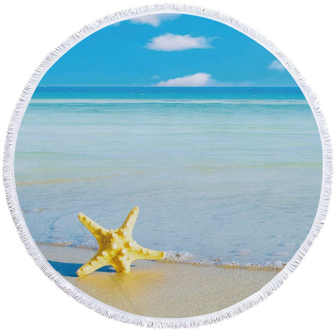 Image of 3D Seaside Starfish Round Beach Towel Set - Beddingify