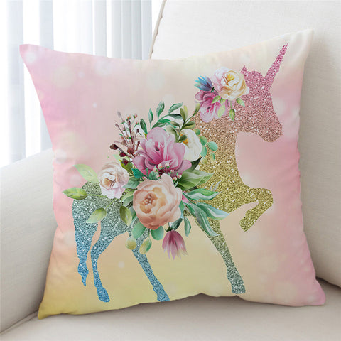 Image of Flowery Unicorn Shadow Cushion Cover - Beddingify