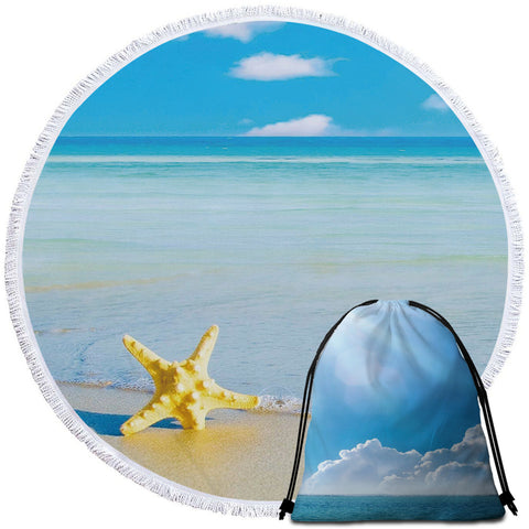 Image of 3D Seaside Starfish Round Beach Towel Set - Beddingify