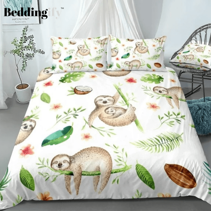 Watercolor Boho Tropical Bedding Set - Beddingify