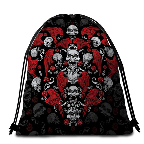 Image of Eerie Skull Designs Round Beach Towel Set - Beddingify