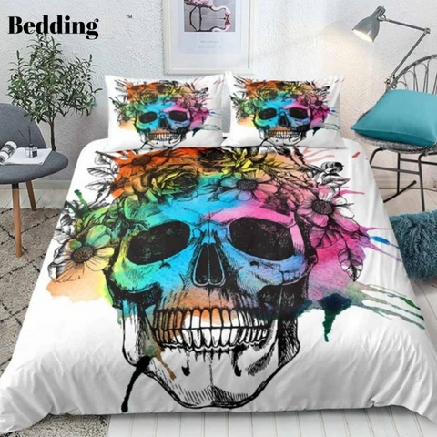 Image of 3D Painted Skull Print Bedding Set - Beddingify