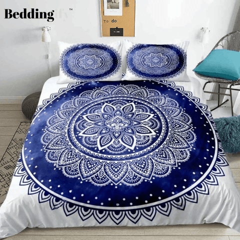 Image of Bohemia Dark Blue Floral Bedding Set - Beddingify