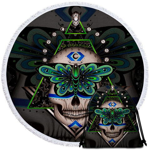 Image of Mystical Skull Round Beach Towel Set - Beddingify