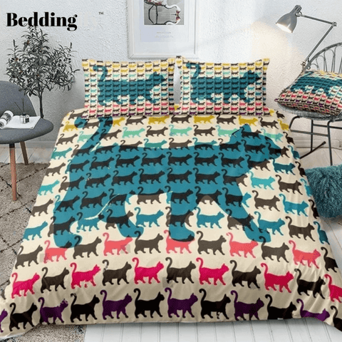 Image of Cats with Curved Tails Bedding Set - Beddingify