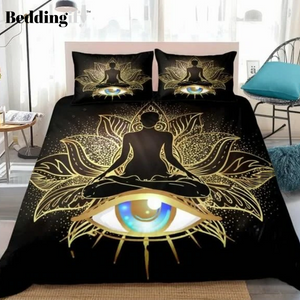 Gold Buddha Eye Mandala Bedding Set - Beddingify