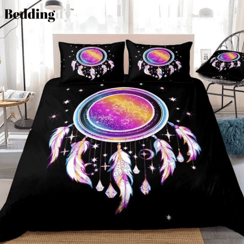 Image of Rainbow Dreamcatcher Stars Feathers Bedding Set - Beddingify