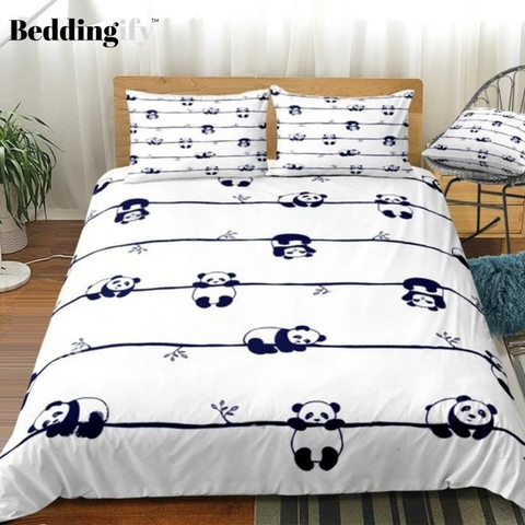 Image of Cute Little Panda in Different Poses Bedding Set - Beddingify