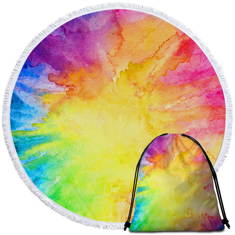 Image of Color Blended Round Beach Towel Set - Beddingify