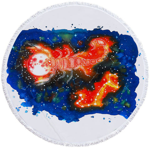 Image of Scorpio Constellation Round Beach Towel Set - Beddingify