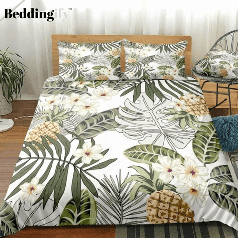 Image of Palm Leaves and Pineapple Bedding Set - Beddingify