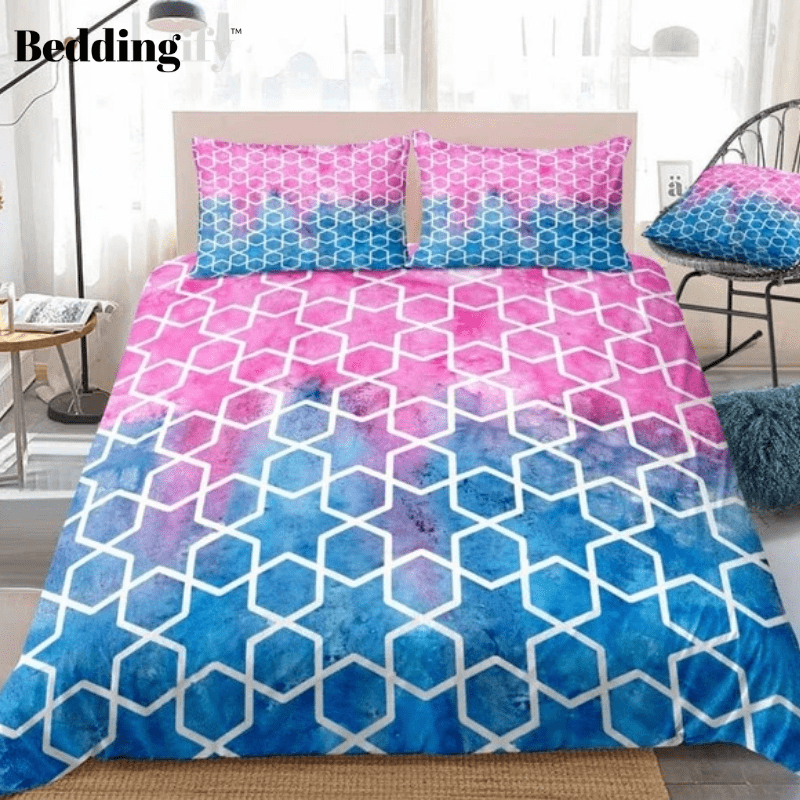 Watercolor Geometric Mosaic Scale Bedding Set - Beddingify