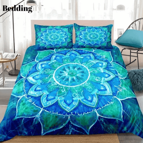 Image of Blue Green Bohemian Bedding Set - Beddingify
