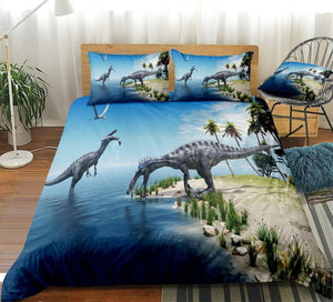3D Dinosaur Tropical Beach Bedding Set - Beddingify
