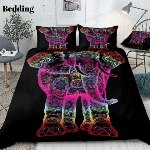 Image of Colorful Boho Elephant Mandala Bedding Set - Beddingify