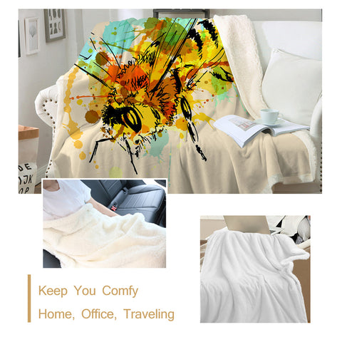 Image of Insect Bee Sherpa Fleece Blanket - Beddingify