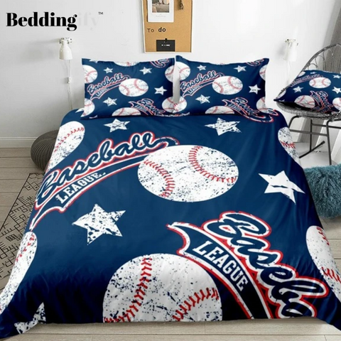 Image of Baseballs with Star Sports Bedding Set - Beddingify