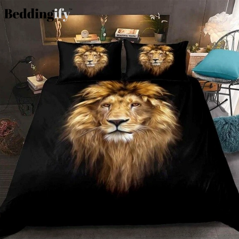 Image of Wild Lion Pattern Bedding Set - Beddingify