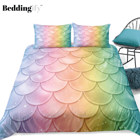 Image of Colorful Mermaid Scale Bedding Set - Beddingify
