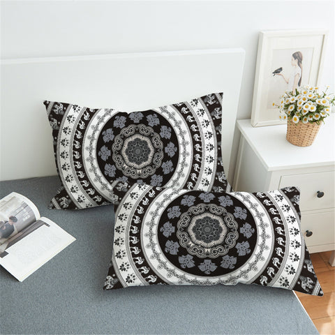 Image of Concentric Mandala Motif Pillowcase