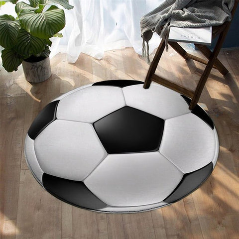 Image of Football Sport Ball Area Rug Round Carpet