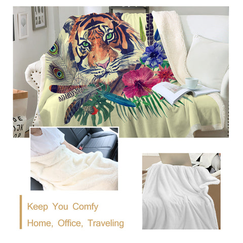 Image of Tiger Themed Sherpa Fleece Blanket - Beddingify