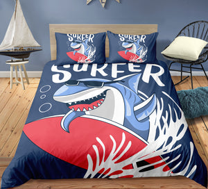Surfing Shark Bedding Set - Beddingify