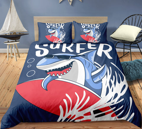 Image of Surfing Shark Bedding Set - Beddingify