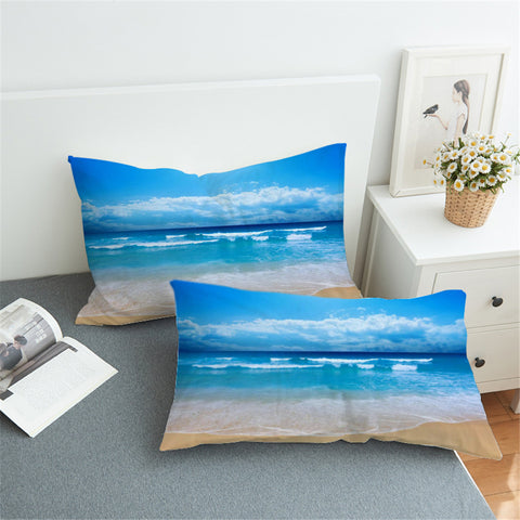 Image of Sun Sand Sea Pillowcase