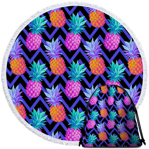 Image of Eclectic Pineapple Round Towel Set - Beddingify