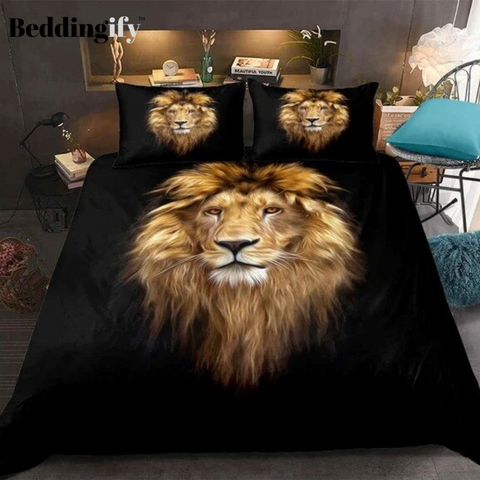 Image of Wild Lion Pattern Comforter Set - Beddingify