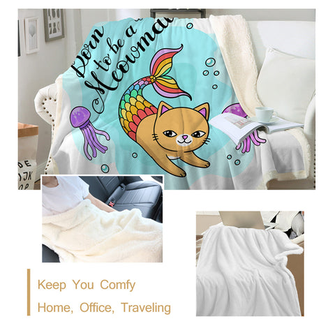 Image of Born To Be A Meowmaid Sherpa Fleece Blanket - Beddingify