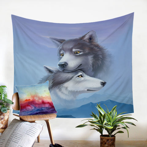 Image of Wolf Couple SW2027 Tapestry