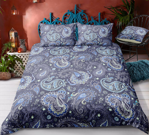 Image of Deep Blue Paisley Bedding Set - Beddingify