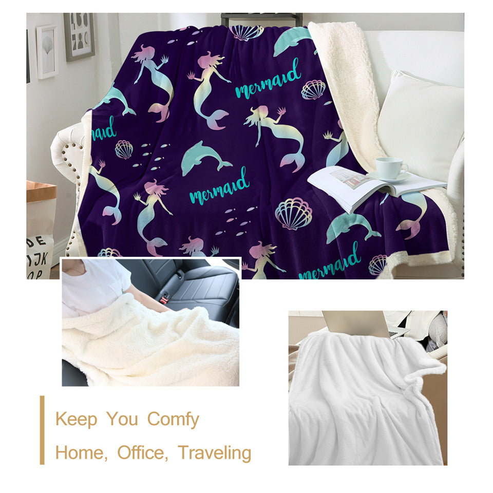 Baby Mermaid Themed Sherpa Fleece Blanket - Beddingify