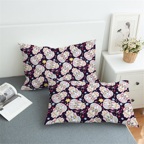 Image of Girly Skull Pattern Pillowcase