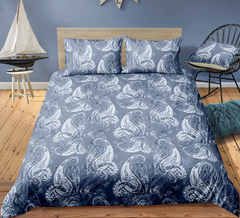 Image of Light Blue Paisley Bedding Set - Beddingify