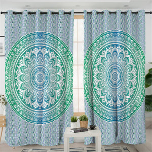 Light Blue Mandala 2 Panel Curtains