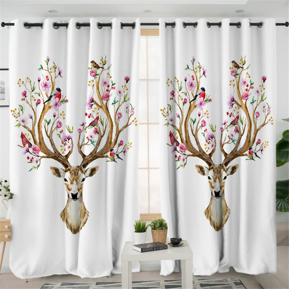 Flower Elk 2 Panel Curtains